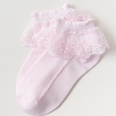 儿童花边袜女童袜春秋薄款夏纯棉日系蕾丝公主白色舞蹈袜宝宝袜子