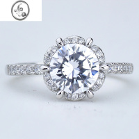 JiMi结婚求婚仿莫桑石对戒2.5克拉假钻戒雪花锆石装饰小众设计戒指女