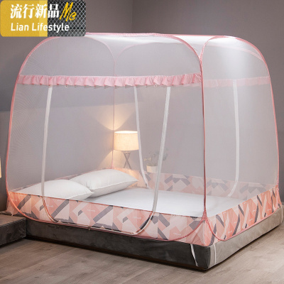 胡锦家 纺防尘顶蒙古包蚊帐大空间免安装1.8m床防蚊1.5m防摔加密 三维工匠