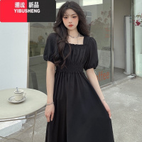 YIBUSHENG法式大码气质高级感赫本风黑色长裙女季胖mm洋气收腰显瘦连衣裙