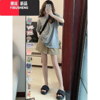 YIBUSHENG日系粉色a字工装短裤女季高腰显瘦三分裤运动休闲宽松五分中裤