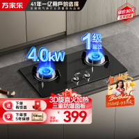 万家乐 双高火燃气灶煤气灶灶台嵌两用灶具 4.0kw烈火燃气灶 煤气灶 钢化玻璃双灶嵌入式 液化气JZY-KA031B