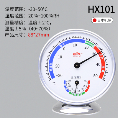温度计室内家用精准温湿度计纳丽雅高精度婴儿房壁挂式大棚干湿温度表舒适款典雅白-电镀底座.无需电池