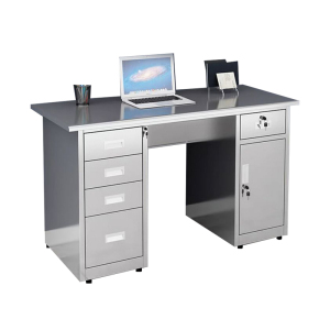 班龙不锈钢办公桌1.4m五斗一门张