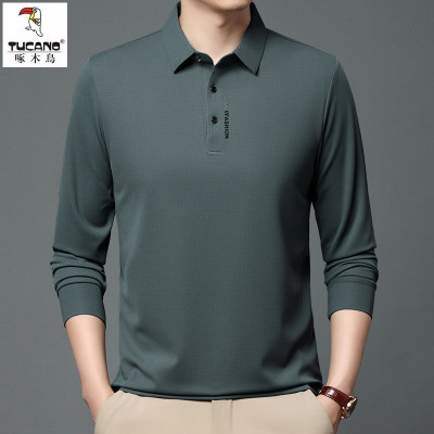 啄木鸟男士长袖t恤polo衫秋冬季休闲轻商务打底衫时尚翻领正装