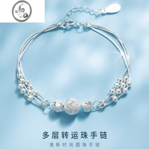 JiMi多层三生三世珠闺蜜手链女ins简约时尚百搭雕花圆珠手链 均色