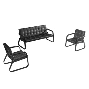 慧采云 办公家具钢架沙发办公沙发商务接待会客洽谈等候三人位沙发铁艺沙发