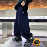 男童加绒运动裤秋冬季新款儿童裤子加厚痞帅一体绒中大童卫裤