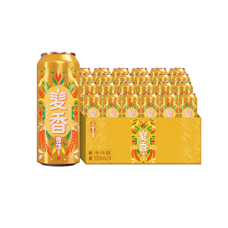 雪花啤酒(snow beer)麦香8度 500ml*24听 整箱装