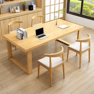帝德龙 实木书桌电脑桌家用学生学习桌办公桌简约写字桌 原色