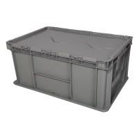 臻远ZY-SNXD-140斜插翻盖物流箱收纳周转箱带盖子 5号箱灰色