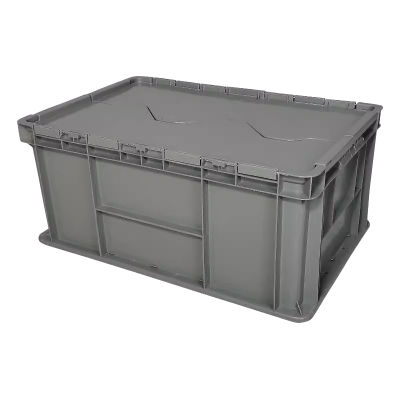 臻远ZY-SNXD-140斜插翻盖物流箱收纳周转箱带盖子 5号箱灰色