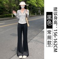 灰色微喇裤女夏季薄款2025新款高腰显瘦小个子冰丝速干防晒阔腿裤