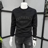 修身字母卫衣男秋冬新款印花字母修身长袖套头潮流in帅气加绒圆领