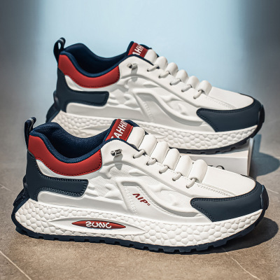 2026春季新款时尚运动鞋皮革舒适防滑百搭低帮松紧带休闲鞋板鞋男