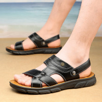 夏季露趾皮凉鞋男两穿中老年凉拖鞋软底驾车鞋爸爸鞋涉水鞋沙滩鞋