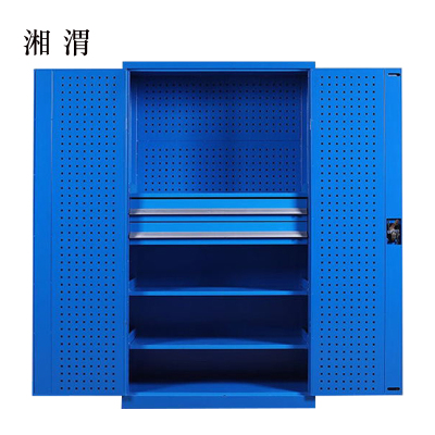 湘渭工具柜加厚铁皮储物柜工厂车间用带抽屉汽修多功能收纳柜通门内二抽柜蓝色