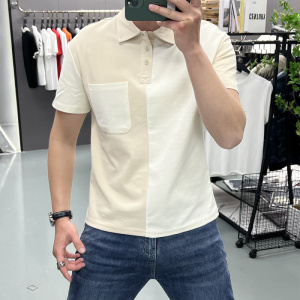 早春日系纯色POLO衫男高级感口袋休闲高街复古夏季翻领短袖半袖潮