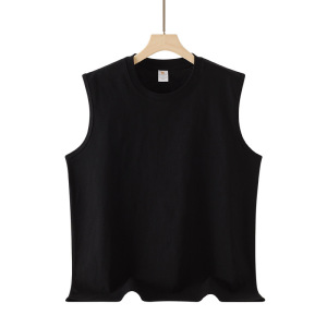 男士外穿重磅坎肩无袖T恤背心男夏健身运动棉圆领宽松短袖