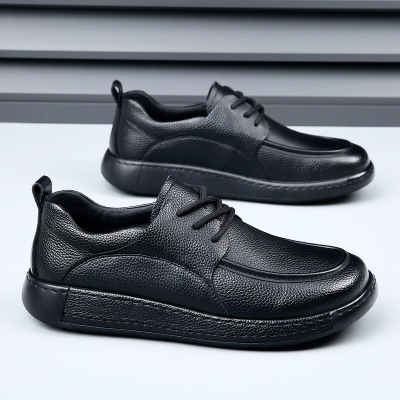 男鞋子2025春季新款真皮潮流百搭软面透气商务休闲皮鞋男士爸爸鞋