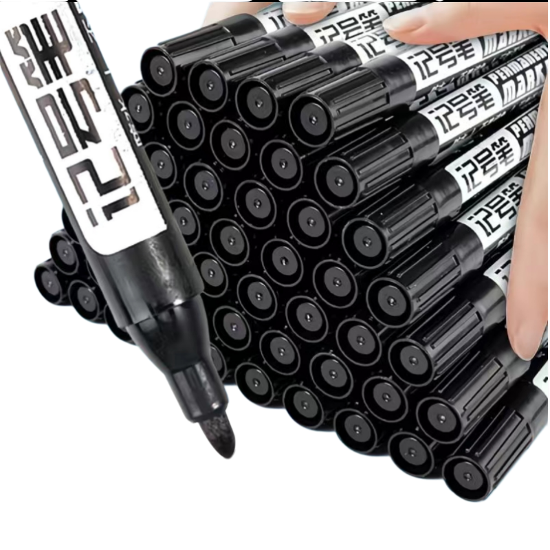 苏宁宜品子弹头记号笔 135*23*20mm 中粗子弹头 白色笔杆 红色笔芯 拔帽式设计 不可擦组合装