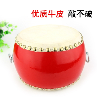 红鼓牛皮大鼓打击乐器玩具三句半道具儿童鼓幼儿园小鼓敲打鼓锣鼓8寸牛皮鼓(直径26cm高度17cm)