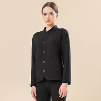 中老年羊毛彩绒保暖内衣女加绒加厚立领开衫长袖长裤保暖套装男士