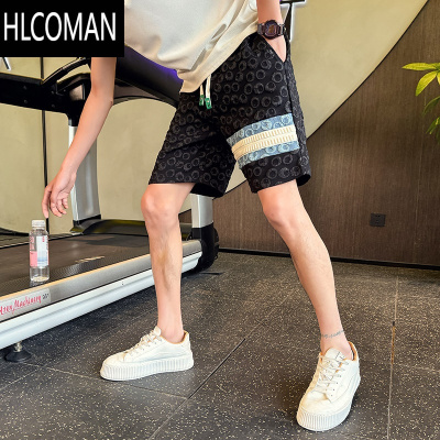 HLCOMAN痞帅高级感短裤男士休闲宽松夏季薄款提花中裤五分男裤外穿大裤衩