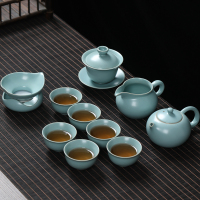 MULTIPOTENT汝窑开片可养整套功夫茶具西施壶11头 精美伴手礼盒套装