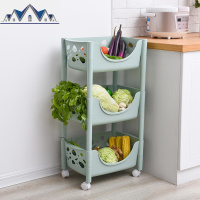 塑料蔬菜水果厨房置物架收纳筐落地多层收纳架调料架用品菜篮架子 三维工匠