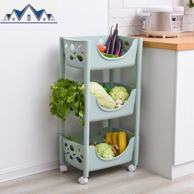 塑料蔬菜水果厨房置物架收纳筐落地多层收纳架调料架用品菜篮架子 三维工匠