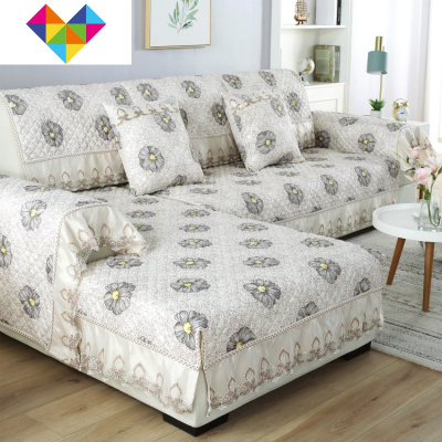 沙发垫四季通用布艺防滑简约现代组合沙发套全包萬能套子罩巾全盖花洛咖90*90cm靠背（4片装）御蓝锦