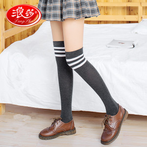 浪莎LangSha长筒袜子女春夏秋季日系学院风可爱学生小腿袜韩版高筒过膝袜1双