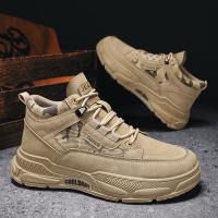 秋冬新款男士高帮马丁靴厚底增高户外工装男靴休闲时尚系带登山男