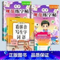 [赠听写默写本]练字帖+看拼音写生字 五年级下 [正版]五年级下册字帖规范练字帖每日一练同步人教版语文生字练字本描红5写