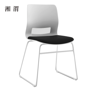 湘渭培训会议椅弓形椅洽谈椅无扶手黑色软包椅
