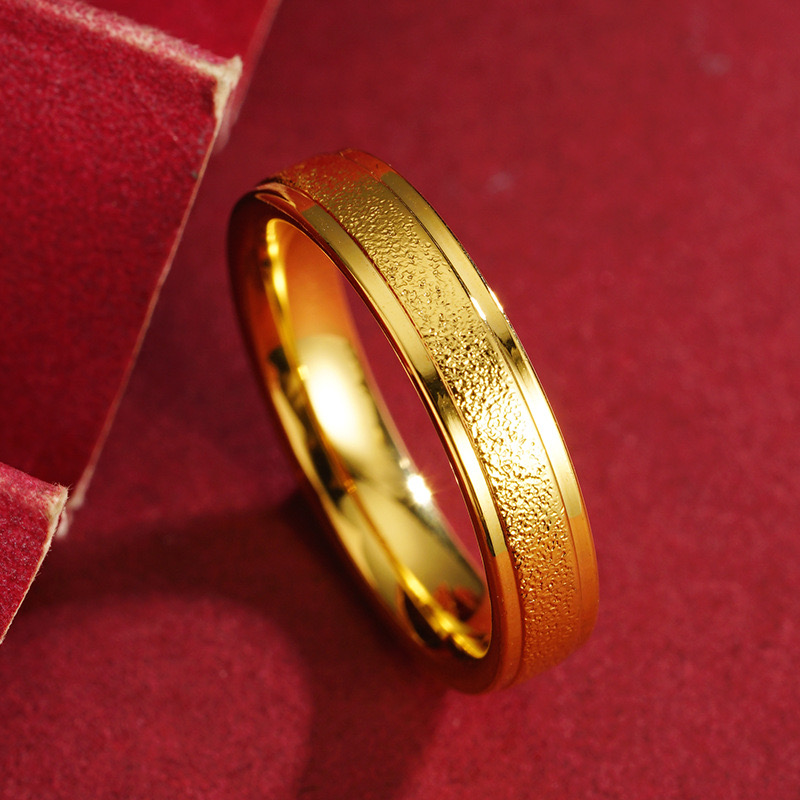 越南沙金欧美满天星戒指爆闪磨砂个性情侣饰品铜镀金婚庆礼物送女朋友老婆情人节七夕生日礼物