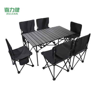 喜力健 户外便携折叠桌椅 黑色桌95长-大号椅子6把 套