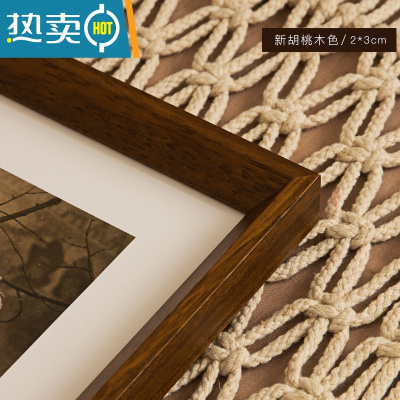 敬平胡桃色实木大相框挂墙装裱画框外框A4 a3 36寸拼图框定制任意尺寸 新胡桃木色 30寸[50.8*76.2厘米]挂