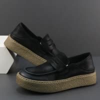 真皮乐福鞋男头层牛皮一脚蹬懒人休闲皮鞋厚底轻便软底百搭豆豆鞋