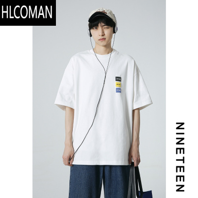 HLCOMAN/2025夏季新款260G发泡印花男女同款宽松学生简约短袖T恤潮