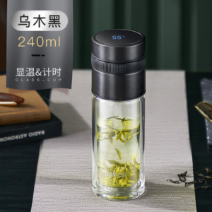 苏泊尔双层玻璃杯泡茶智能显温计时男女办公室车载茶隔茶滤茶水分离耐热玻璃