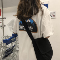 前后印花夏装韩版女式新款中长款短袖T恤女宽松学生情侣衣服