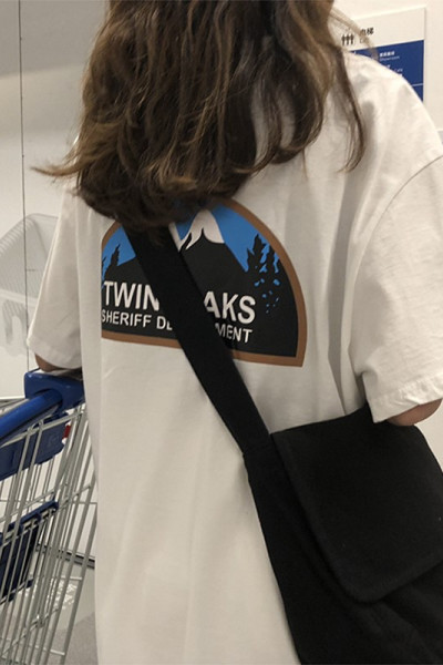 前后印花夏装韩版女式新款中长款短袖T恤女宽松学生情侣衣服