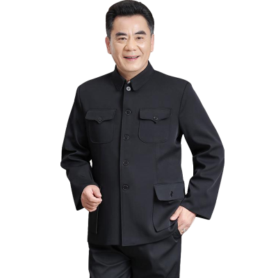 春秋中老年中山装男套装老年人中山服爸爸外套上衣唐装爷爷军便装臻涩