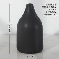 ins北欧小清新陶瓷花瓶摆件创意家居饰品现代简约客厅干花插花器 三维工匠 细圆嘴黑色