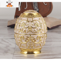 北欧ins牙签筒按压式创意客厅牙签盒自动弹出家用轻奢风可爱个性 敬平 蛋形-金白