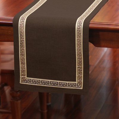 美式桌旗新中式茶旗布禅意席茶几桌布现代简约北欧床旗餐桌茶桌布 深咖色 33*240CM(适合1.8米餐桌或茶桌)