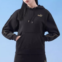 彪马(PUMA)卫衣女装新款抽绳连帽休闲上衣户外出行运动服加绒套头衫680146-01 ZP