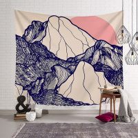 美帮汇复古山形线条床头卧室背景布墙装饰挂毯波西米亚北欧挂布 LS0803 绒布150*230宽厘米横款
